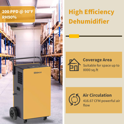 Shinco 200 Pints per Day Console Dehumidifier for Rooms up to 8000 Sq